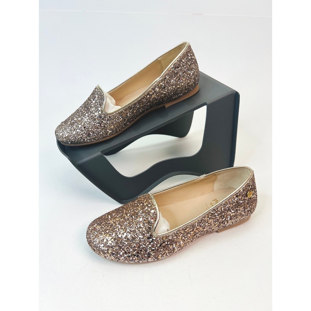 Manuela de Juan Chachou I Brown‎ Popie Glitter Loafers Flats Spain EU 32 / US 1